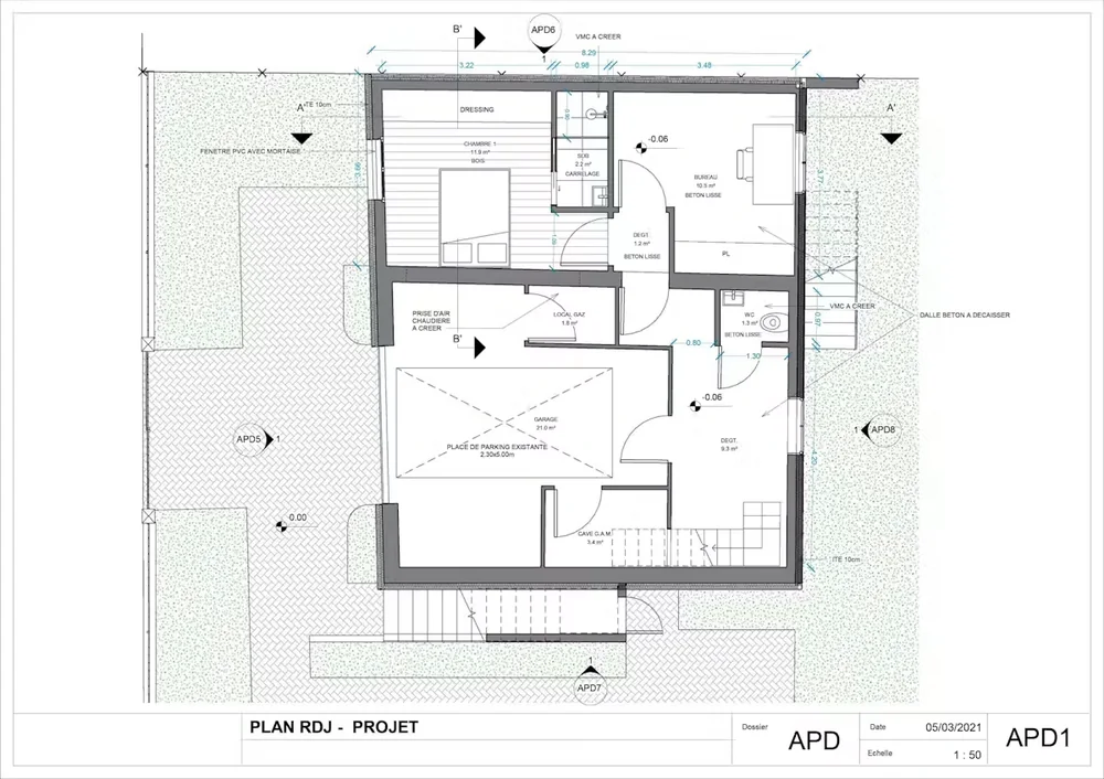 Plan de rez-de-jardin