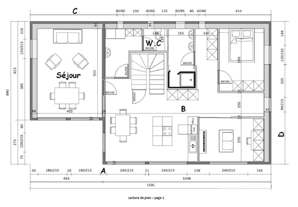 Plan coté d'un logement